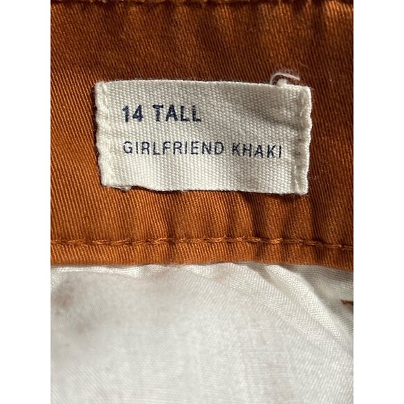 Gap Girlfriend Khaki Pants Women 14 Tall Rust Orange Cotton Blend Straight Leg - Picture 7 of 8